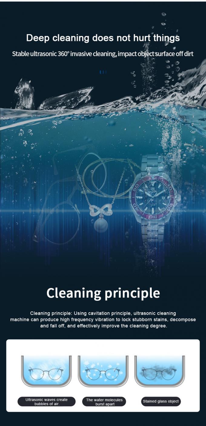 Νέα οικιακά υπερηχητικά καθαριστικά για κοσμήματα γυαλιά καθαρισμός ρολογιών 5